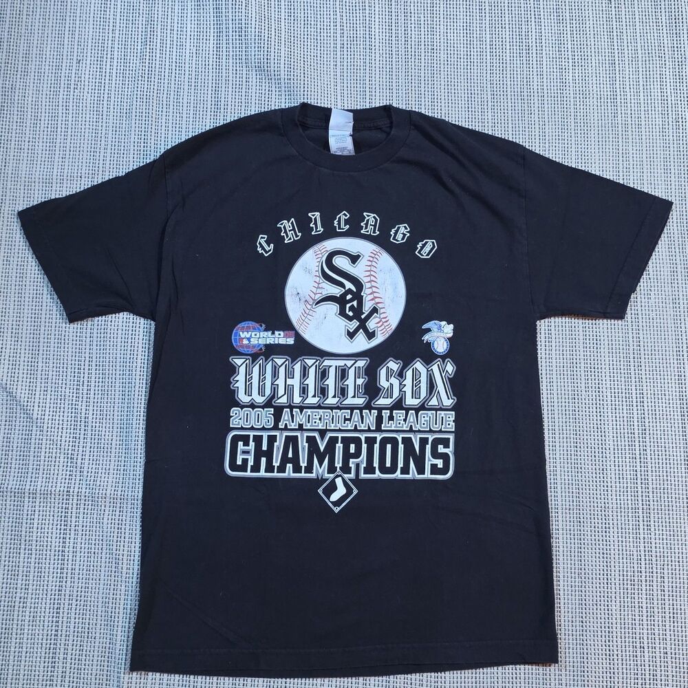 AAA 2005 World Series Champions Chicago White Sox Black Cotton T-shirt Tee L
